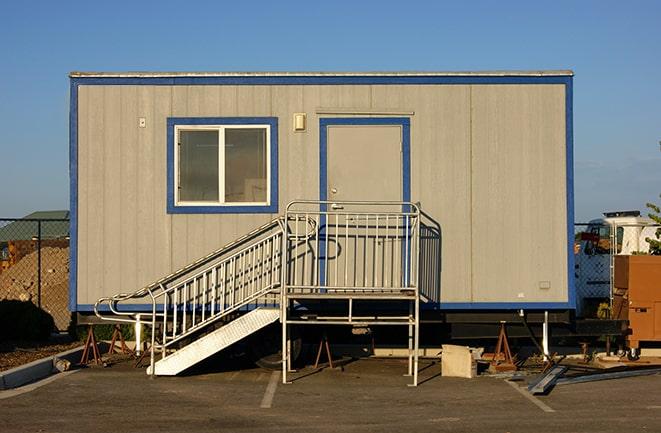 portable office trailers parked on a job site